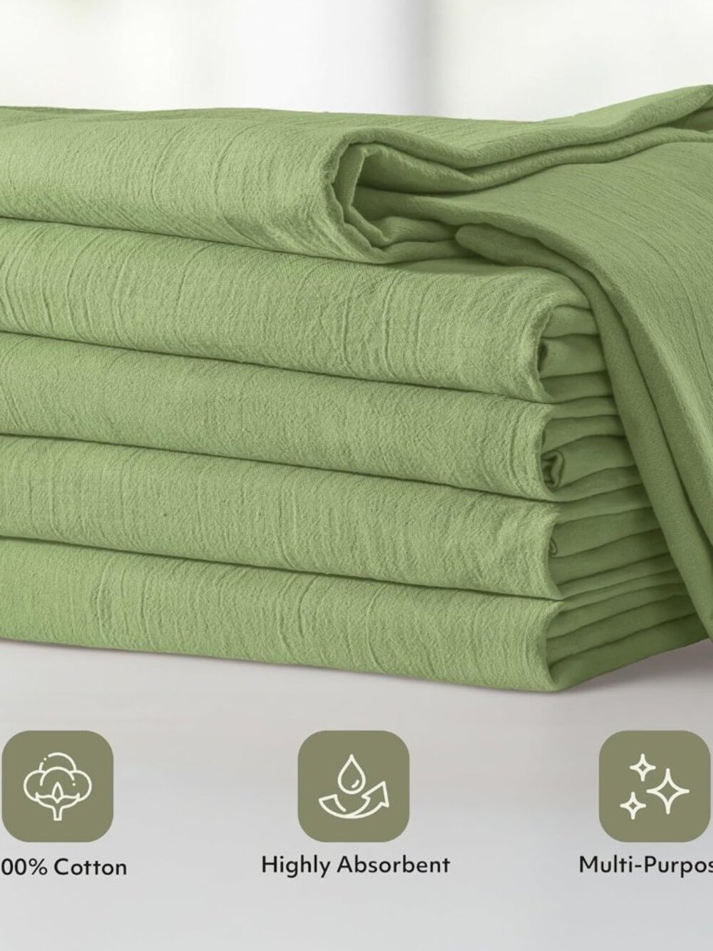 Sage Green Flour Sack Towels [12 Pack-28 x 28 In]100% Cotton - Picture 3 of 7